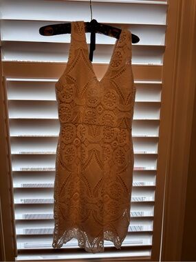 Sleeveless Ivory Crochet Lace V-Neck Dress